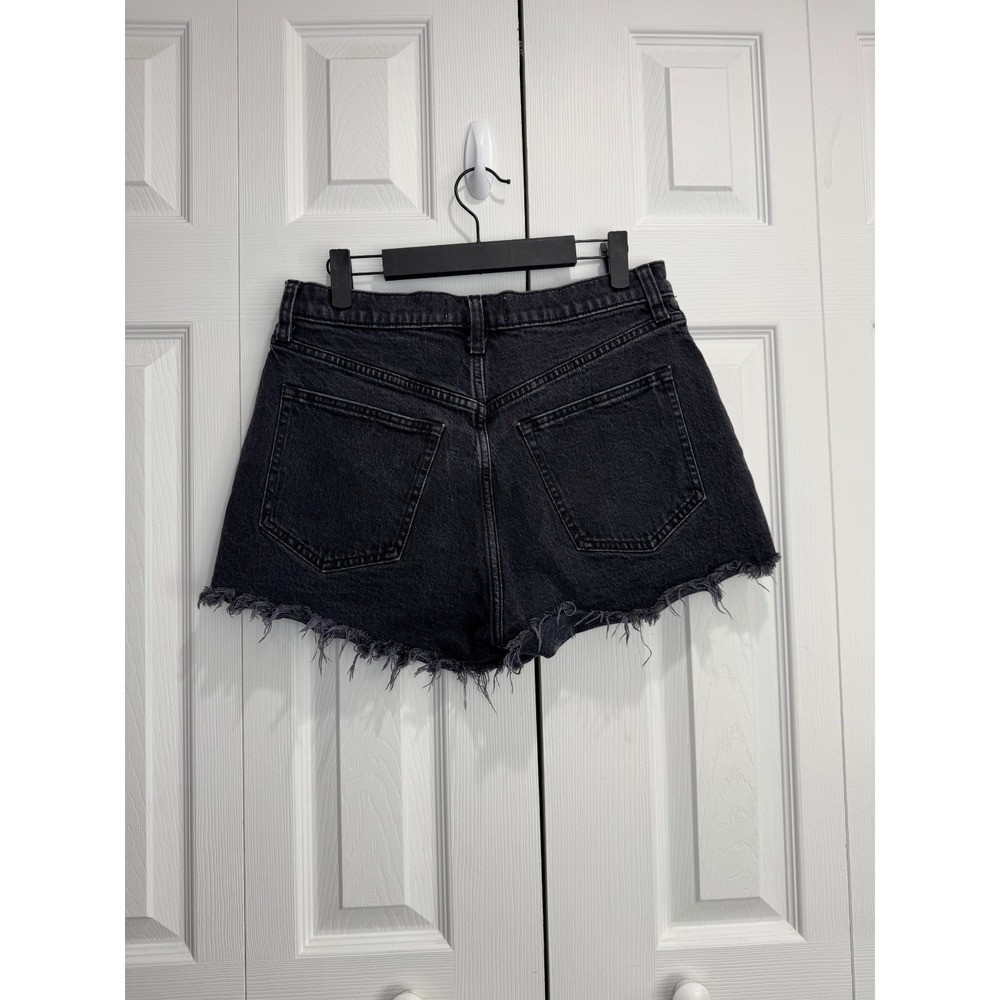 Abercrombie & Fitch The Mom Shorts Women's 8/29 Black Denim Zip-Fly High Rise - Picture 3 of 7